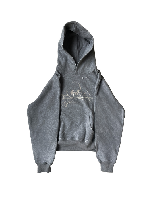 HEATHER GRAY SKULL HOODIE
